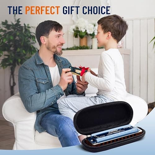 East Top Harmonica in C,10 Holes Mouth Organ Diatonic Harmonica C Key with Blue Case, T008K Standard Harmonicas For Adults, professionals, beginners and students thumbnail 5