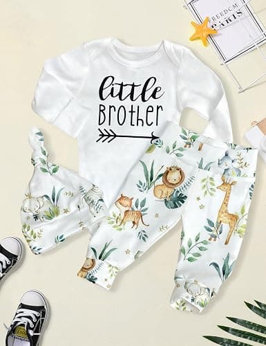 AGAPENG Baby Boy Clothes Newborn Boy Outfits Infant Letter Print Romper Long Pants Hat 3PCS Baby Boy's Clothing thumbnail 6