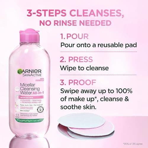Garnier Micellar Cleansing Water 700ml, Gentle face cleanser & Make up Remover, Suitable For All Skin Types Including Sensitive Skin, Soothing Formula, Dermatologically Tested thumbnail 8