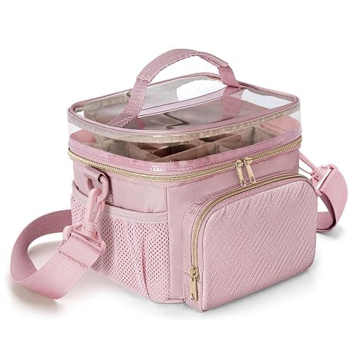 Rexmica Marker Organizer Case for 100 Markers, Marker Storage Organizer Bag with Divider and Shoulder Strap, Marker Travel Carrying Case with 3 Pockets, Pink (Patented Design) thumbnail 9