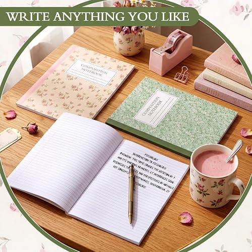 MotiMind 3 Pcs Pastel Wildflower Composition Notebook College Ruled Back to School Pink Flower Wide Ruled Composition Book 110 Page 7-1/2" x 9-3/4" Aesthetic Cute Journal Gift for Teacher Class Office thumbnail 5