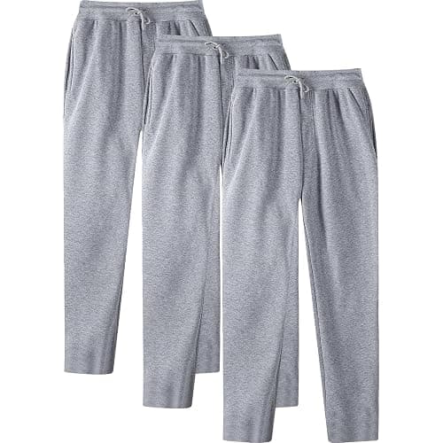 GOSEAGOTOFUN 3Pack Mens Sweatpants Baggy Open Bottom Casual Pants Elastic Waist Workout Athletic Joggers Pockets Sweat Pants - 02-grey - Medium thumbnail 2
