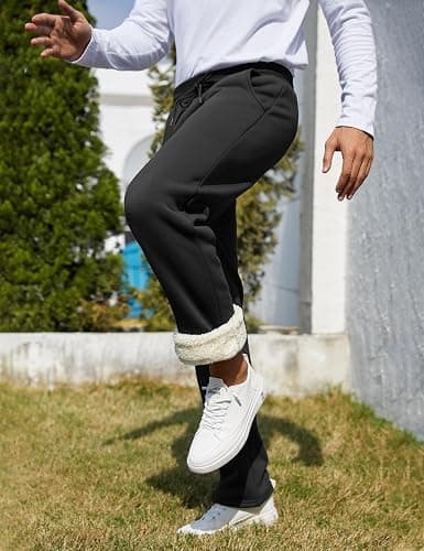Flygo Men's Fleece Lined Sherpa Sweatpants Winter Warm Pants Jogger Lounge Athletic Pant with Pockets thumbnail 3