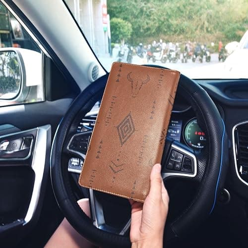 linqin Car Registration and Insurance Card Holder, Western Bull Boho Glove Box Organizer Card Document Wallet thumbnail 2