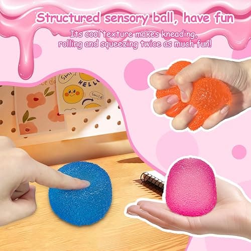 Squishy Fidget Toys Stress for Kids and Adults, Super Solid Squeeze Ball, Sensory for Stress Relief, Birthday, Easter Basket Stuffers and Party Favors(Pink) thumbnail 3