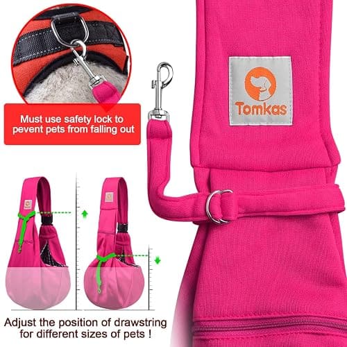 TOMKAS Dog Sling Carrier for Small Dogs Puppy Carrier for Small Dogs (Rose red, Adjustable Strap for 3-10 lbs & Zipper Pocket) thumbnail 5