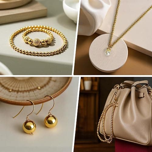 LETORIA 18K 400pcs Mix Gold Filled Beads for Bracelets Seamless 2/3/4/5/6mm 5 Size Gold Spacer Beads Non Tarnish for Jewelry Making Necklaces Earring Pendant Smooth for DIY Craft Making thumbnail 7