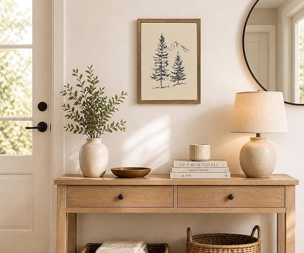 Framed Forest Pine Tree Wall Art Print Canvas, Rocky Mountain Landscape Drawing Poster, Minimalist Spruce Tree Painting Picture, Rustic Nature Wall Decor for Living Room Bedroom Cabin Office12x16In thumbnail 6