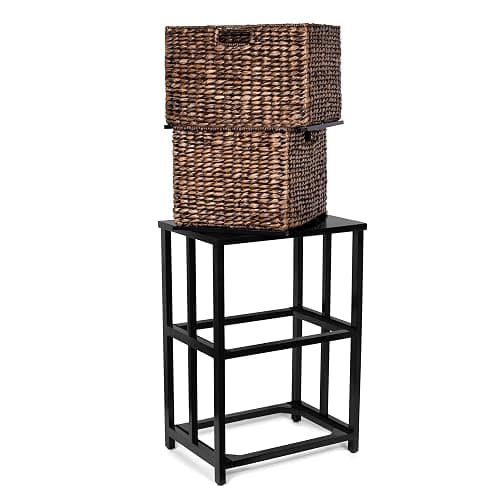 BIRDROCK HOME 2 Tiered File Cubby w/Wood Top - File Cabinet, Home Office Storage, Nightstand, Decorative Wooden Organizer | Desk, Modern Table, Shelves, Side Table, Craft Furniture - Brown Wash thumbnail 8