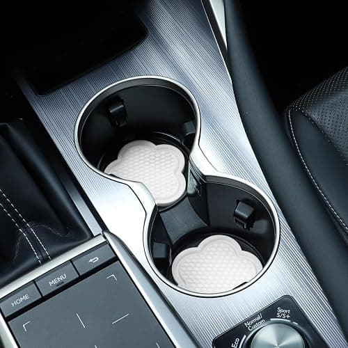 GaRhomxy Car Cup Holder Coaster, Universal Non-Slip Recessed Flower Shaped Cup Holders, Cute Car Accessories Interior for Women and Man Interior Sets 4 Pack (White) thumbnail 4