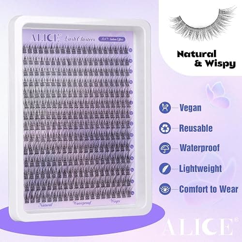 Natural Lash Clusters Wispy Lash Extensions Short 10-14mm DIY Cluster Eyelash Extension C Curl 280pcs Soft Thin Band Individual Lashes by ALICE thumbnail 6