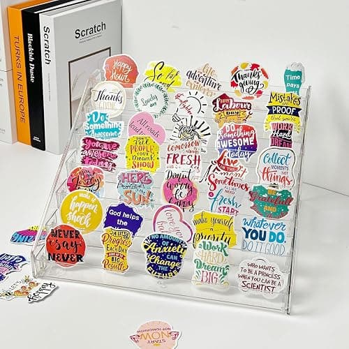 Sticker Display Stand, 7-Tier Acrylic Card Display Risers for Vendors | Clear Acrylic Sticker Holder Rack for Craft Shows, Markets, Greeting Cards, Postcards, Cookies and Collectibles thumbnail 2