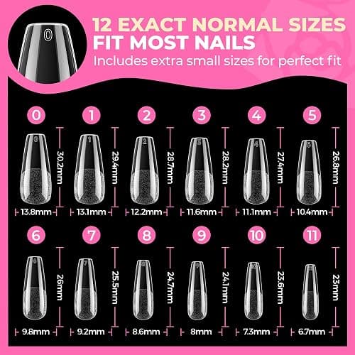 UNA GELLA Long Coffin Nail Tips, 504pcs Pre-Shape Fake Nails Half Matte Full Cover Acrylic Gel Nail Tips Clear Long Coffin Press On Nails Home DIY Extension 12 Sizes Gelly Tips thumbnail 8
