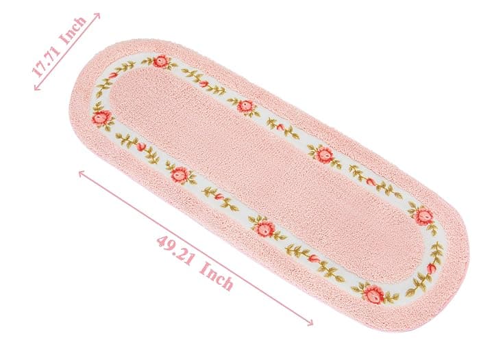 Stay Young Decorative Rose Flower Area Rug,Bedroom Living Room Bathroom Rugs,Bath Mat Kitchen Mat,Super Soft Non Slip,Floral Design Coquette Room Decor,Pink 17.71 x 49.21 Inch thumbnail 2