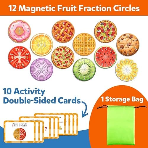 Aizweb Magnetic Fraction Tiles & Circles Set,Bars,Magnetic Fraction Educational Puzzle,Montessori Math Manipulatives,Fraction Learning Games for Elementary Classroom Homeschool Supplies thumbnail 5