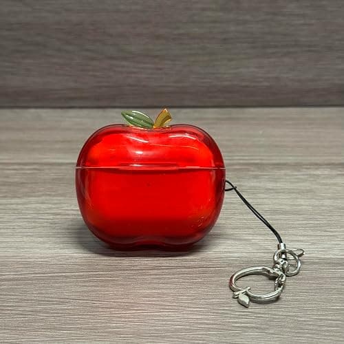 Apple-Shaped Wireless Earbuds Case,Transparent TPU Shockproof Protective Cover,Cute Fruit Design Case (Green-Apple Pendant, for Airpods Pro 3) thumbnail 4