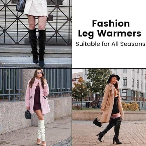 Clothirily Leg Warmers, 2 Pairs Knit Leg Warmers for Women 80s Long Socks | Warm Leg Warmers for Women Girls 80s, Ribbed Knit LegWarmer Long Socks for Party Yoga Sports Fashion Accessories, One Size thumbnail 7