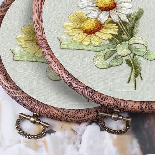 joybest 4 Pieces 6 Inch Round Embroidery Hoops Display Frame Circle, Cross Stitch Hoop Ring Imitated Wood Embroidery Kits for Art Craft Sewing and Christmas Ornaments thumbnail 6