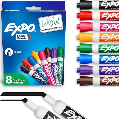 EXPO Dry Erase Markers, Low Odor Ink, Chisel Tip, 8 Count - Whiteboard, Calendar, Organization, Essential Supplies for Office, School, Classroom, Teachers - Image 1