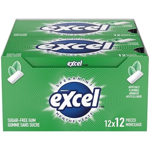 EXCEL, Spearmint Flavoured Sugar Free Chewing Gum, 12 Pieces, 12 Packs - Image 1