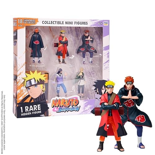 P.M.I. Naruto Shippuden Collectible Mini Figures 6 Pack Deluxe Box | Anime Action Toy Set Featuring Team 7 Ninjas, Akatsuki, Legendary Sannin & Rare Shinobi (Assortment D) - Image 1