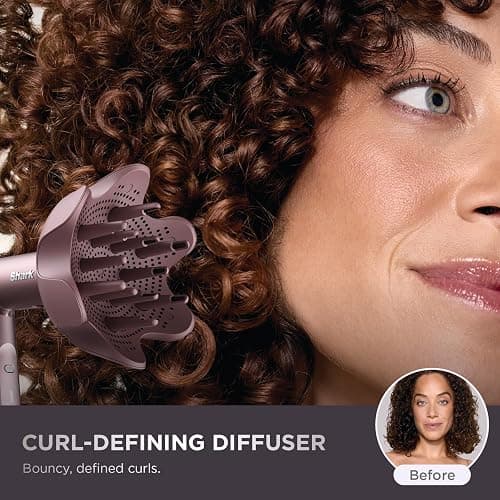Shark FlexFusion Hair Straightener & Powerful Dryer with Diffuser, Fusion Hair Brush, Ceramic Air Styler with Auto-Wrap Curlers, Ceramic Plates, Cosmic Blush HD642S thumbnail 11
