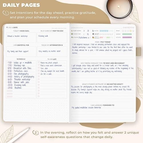 Clever Fox Self-Care Journal – Daily Reflection Notebook – Mental Health & Personal Development Planner, Meditation & Mood Log, A5 (Seashell) - A5 (5.8'' x 8.3'') - Seashell thumbnail 4