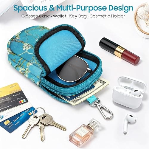 FINTIE Double Sunglasses Case, Soft Neoprene Eyeglasses Pouch with Clip | Dual Eyeglasses Storage, Portable Metal Carabiner Clip, Lightweight, Zipper Closure, For Men/Women Travel thumbnail 6