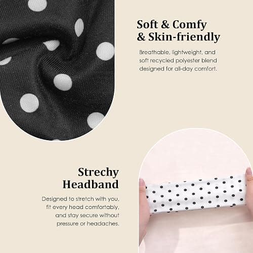 Ayesha Polka Dot Headbands for Women Trendy Head Bands for Women's Hair | Stretchy Comfortable Fit | Non Slip - Stylish Head Bands | Fashion Hair Accessories- Ideal Gifts for Women thumbnail 5
