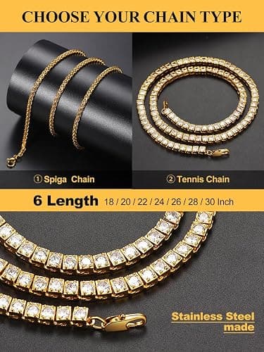 U7 Gold Initial Number Necklace for Men Women, 18K Gold/Silver Plated Diamond CZ Letter Pendant Necklace Big A-Z 0-9 Hip Hop Jersey, Customerized Letter Wheat Chain 22 Inch for Athletes Rappers thumbnail 6
