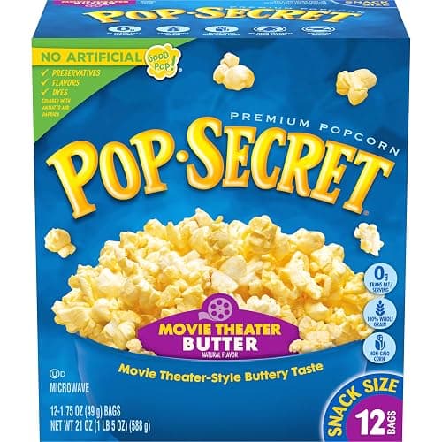 Pop Secret Microwave Popcorn, Movie Theater Butter Flavor, 1.75 Oz Snack Bags, (Pack of 12) - Image 1