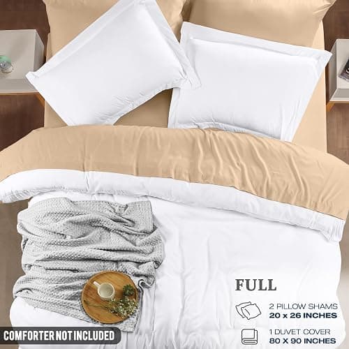 Utopia Bedding Duvet Cover Full Size - 3 Piece with Zipper Closure - 1 Comforter Cover 80X90 Inches & 2 Pillow Shams 20X26 Inches (White) Comforter Not Included thumbnail 2