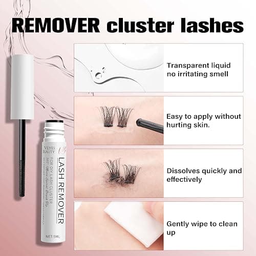 VEYESBEAUTY Cluster Lash Glue Remover 5ML Eyelash Remover for DIY Lash Extensions at home Clear Remover for Self-application Individual Lashes thumbnail 4