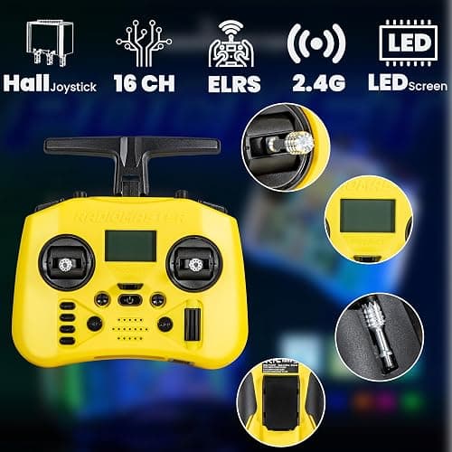 Radiomaster Pocket ELRS Remote Controller Portable Hall Gimbal EdgeTX Transmitter with LED Light for FPV Drone/RC Helicopter&Car Boats&Multirotor (Yellow) thumbnail 2