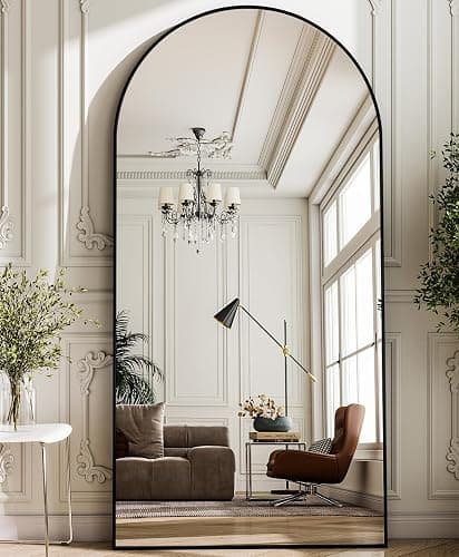 GLSLAND-34x76 inch Wall Mount Arched Full Length Mirror-Aluminum Alloy Frame High Definition-Full Body Mirror for Bedroom or Living Room,Black thumbnail 8