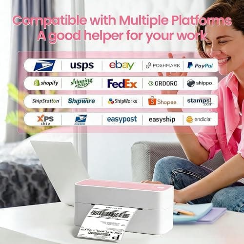 Phomemo Bluetooth Thermal Label Printer, 241BT 4X6 Wireless Shipping Label Printer for Small Business, Pink Labels Printers for Shipping Package, Compatible with iPhone, Android, Shopify, Amazon, USPS thumbnail 8