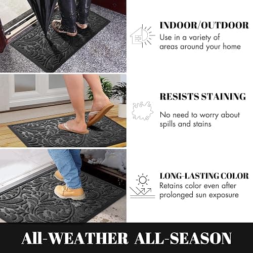 Yimobra Door Mat Outside Entrance 29.5x17, Waterproof Sturdy Outdoor Mats for Front Door, Heavy Duty Non-Slip Doormat for Garage Patio Entryway Indoor, Easy Clean, Grey thumbnail 7