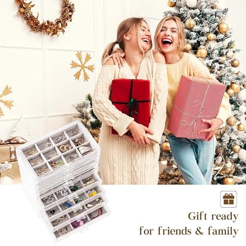 ProCase Earring Holder Organizer Jewelry Box with 8 Drawers, Acrylic Clear Earring Case with Adjustable Velvet Trays for Women - Grey, 8 Layers thumbnail 7