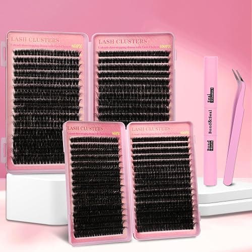 Gmagictobo Lash Clusters 80D 100D C Curl Lash Clusters Kit DIY Lash Extension Kit 640Pcs 10-18MM Individual Lashes Clusters Eyelash Extensions with Lash Bond and Seal Lash Tweezers thumbnail 8