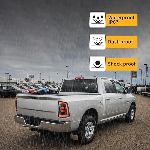 VLAND Tail Lights Compatible with 4th Gen Dodge Ram 1500 2009-2018 Ram 2500/3500 2010-2018, Rear Lights w/Startup Animation w/Amber Sequential, Fit Led/Halogen Models One Set Color Clear thumbnail 7