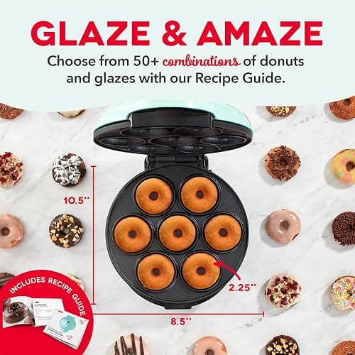 DASH Mini Donut Maker Machine for Kid-Friendly Breakfast, Snacks, Desserts & More with Non-stick Surface, Makes 7 Doughnuts - Aqua thumbnail 2