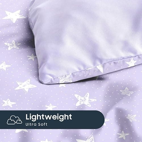Wake In Cloud - Star Bedding Set for Boys Girls, Cute Stars Polka Dot, Soft Lightweight Comforter Set with Sheets, 5 Pieces Kids Bed in a Bag, Light Purple, Twin Size thumbnail 6