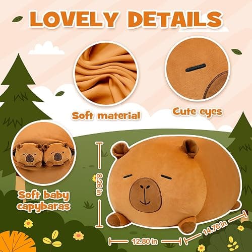 YIIQUWEN Capybara Plush, Soft Stuffed Animal Pillow Toy, Capybara Mommy with 4 Baby Plushies Family Set, Cute Birthday Gift for Kids Boys Girls Adults thumbnail 4