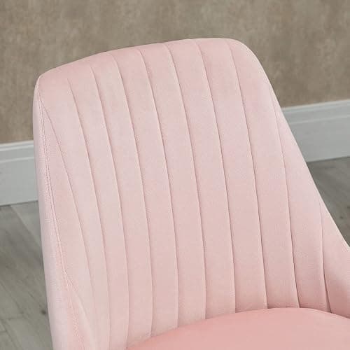Vinsetto Mid-Back Office Chair, Velvet Fabric Swivel Scallop Shape Computer Desk Chair for Home Office or Bedroom, Pink - Pink thumbnail 9