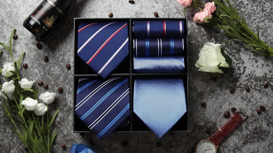 HISDERN Mens Ties Set Collection Tie and Pocket Square Lot 3 Pcs Formal Business Neckties present Box Wedding Necktie thumbnail 7
