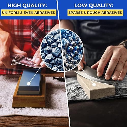 Sharp Pebble Premium Whetstone Knife Sharpening Stone 2 Side Grit 1000/6000 Waterstone- Whetstone Knife Sharpener- NonSlip Bamboo Base & Angle Guide thumbnail 5