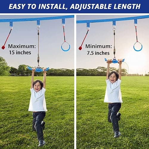 YAMIPROBI Ninja-Twister Swing Spins Set: Slackline Attachments - 360° Handle Twist-Spin Flips Toy Activate Ninja Powers Warrior Accessories Kids Hang Toys for Playground Backyard Blue thumbnail 5