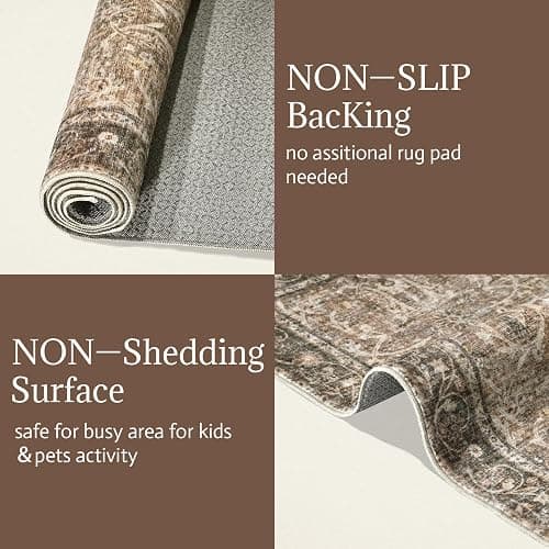 NoiFamo Washable Rugs for Living Room: 8x10 Area Rugs for Bedroom Ultra Soft Non-Slip Stain Resistant Vintage Boho Large Carpet for High-Traffic Dining Room - Farmhouse Decor thumbnail 8