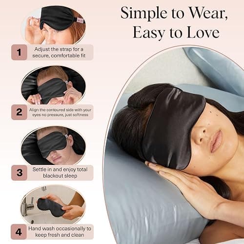 Kitsch Weighted Satin Sleep Mask - Weighted Eye Masks for Sleep and Travel - Lavender Ultra-Soft Sleeping Eye Mask for Women and Men - Light Blocking, Adjustable Strap, (4.1oz/116g) thumbnail 7