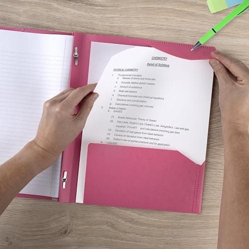 Five Star 2-Pocket Folder, Plastic Folder with Stay-Put Tabs and Prong Fasteners, Holds 8-1/2" x 11" Paper, Prom Pink (340300R) thumbnail 6